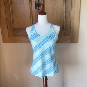 Nike Blue and White Fitted Sleeveless Tank Top